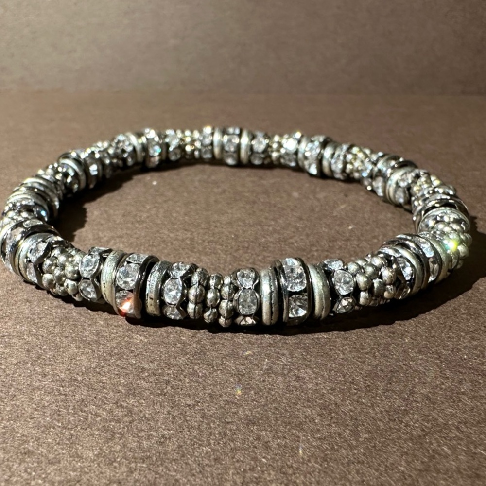 Silver Beaded Crystal Bracelet